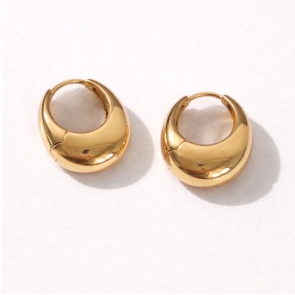 New! 24k Gold Plated Mallory French Hoop Huggie Earrings